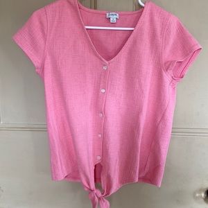 J-Crew button shirt tie in front